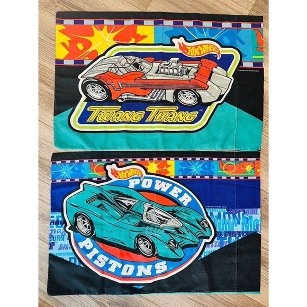 Vintage Hot Wheels Pillow Cases Twang Thang Power Pistons 1997 Mattel N3